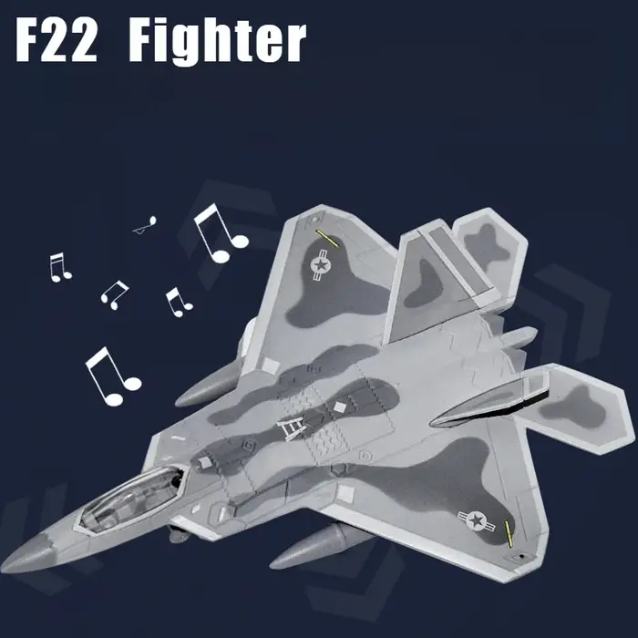 Avion de chasse F22 Raptor en alliage, série d'avions de chasse, modèle métallique militaire avec effets sonores et lumineux, cadeau pour exposition en zone touristique