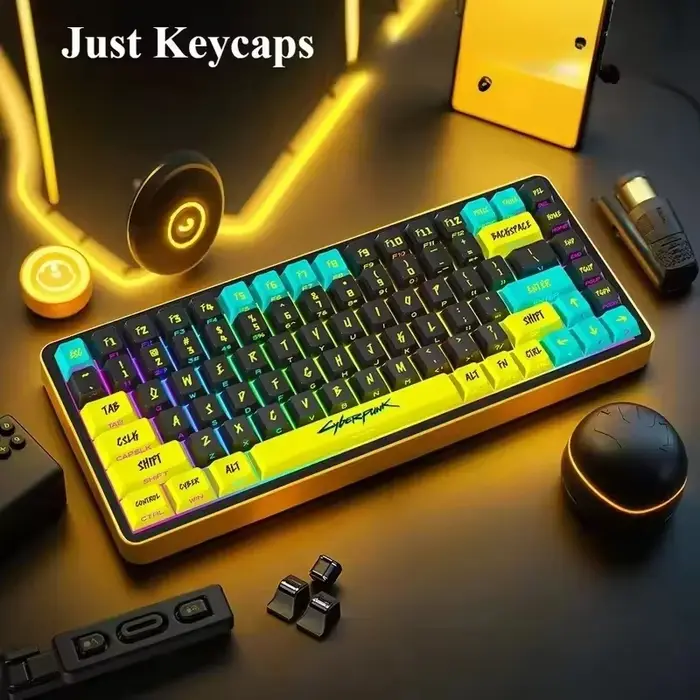 Cyberpunk 129 Key Original Factory Side Engraved Translucent Keycap Pbt Keycap Custom Adapted Wooting Keyboard Decoration Keycap
