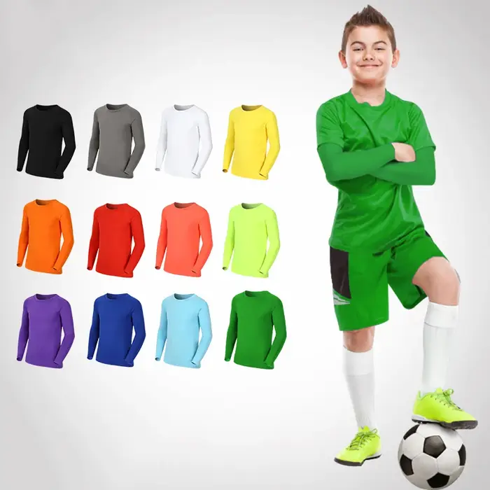 Enfants enfants garçon fille Compression course longue t-shirt Fitness Sport basket-ball Football vê
