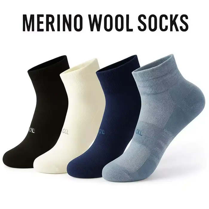 Chaussettes basses unisexes en laine mérinos respirantes - 70% laine naturelle pour hommes et femmes