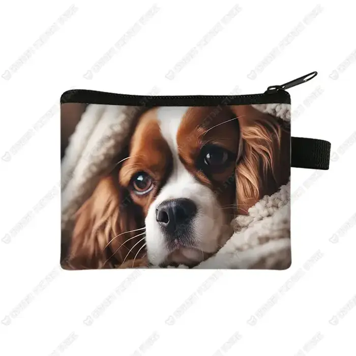 Interrupteur porte-monnaie imprimé chien Cavalier King Charles Spaniel, porte-cartes, porte-écouteur
