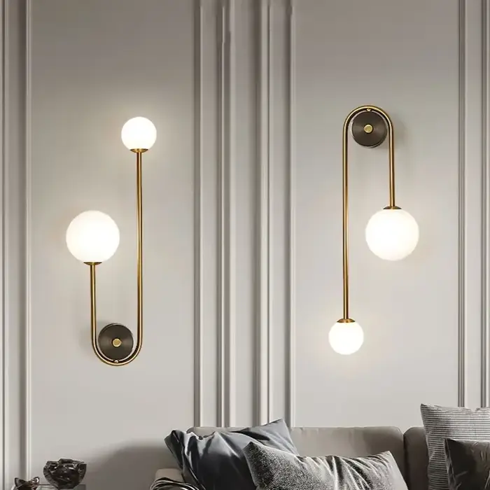 Moderne chambre chevet applique murale lampe boule de verre LED or décor à la maison salon couloir é