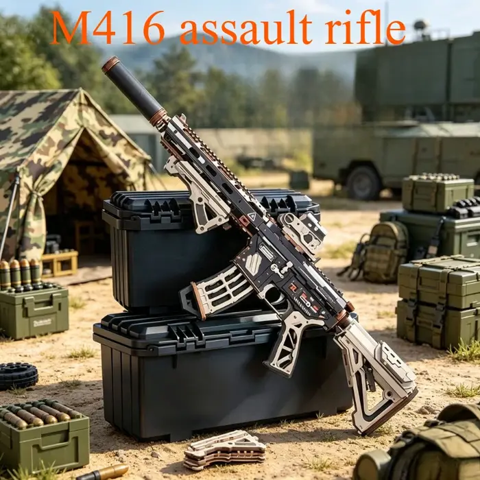 Modèle de Fusil d'Assaut Rétro à Assembler Soi-même en Bois