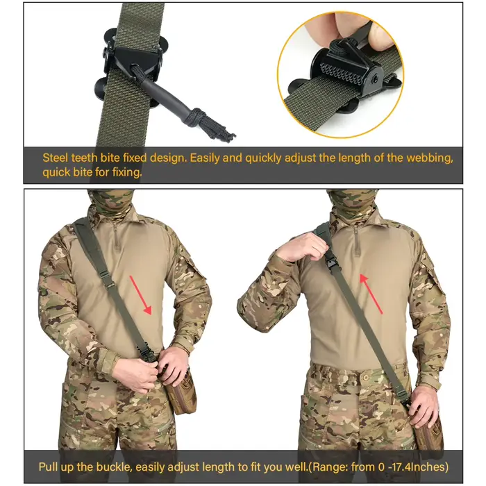 Accessoire de chasseur IDOGEAR Tactical Sling Slingster 2 Points Sling Vert Ranger pour homme confortable et polyvalent