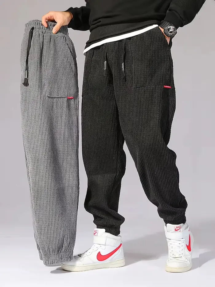 Pantalon jogger baggy en velours côtelé homme - Coupe loose confortable pour automne hiver