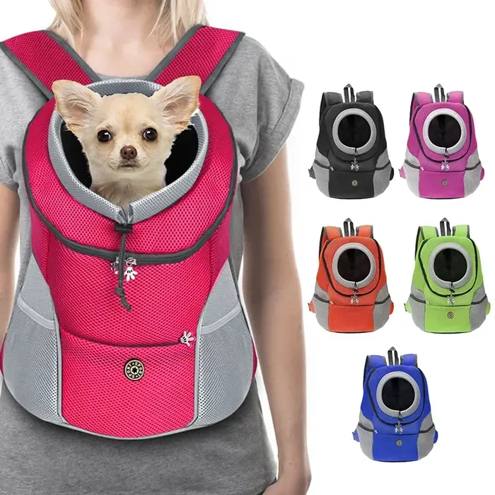 Sac à dos de transport pour chien et chat respirant avec bandes réfléchissantes universel pour petites races pour randonnées et voyages en plein air