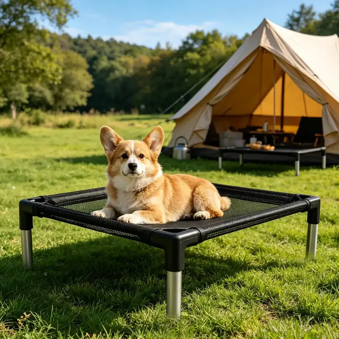 Lit surélevé pour chien en maille respirante