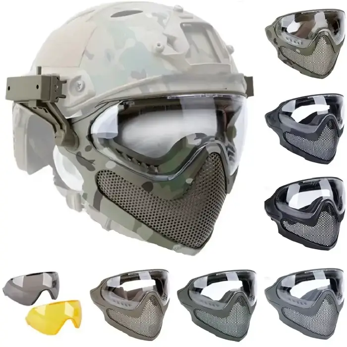 Tactical Face Mask Anti-Fog Goggle Paintball Airsoft Cs Shooting Steel Mesh Brea