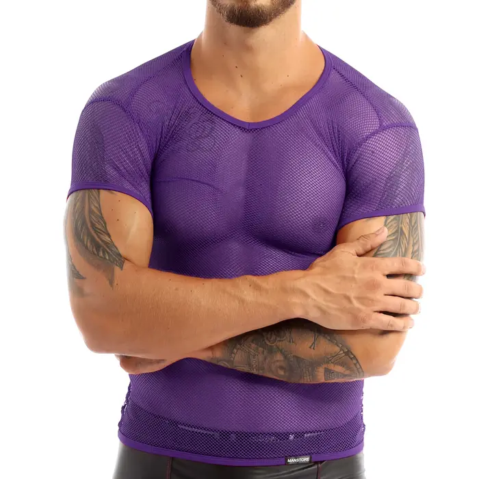 MSemis-T-shirt en résille transparent pour homme
