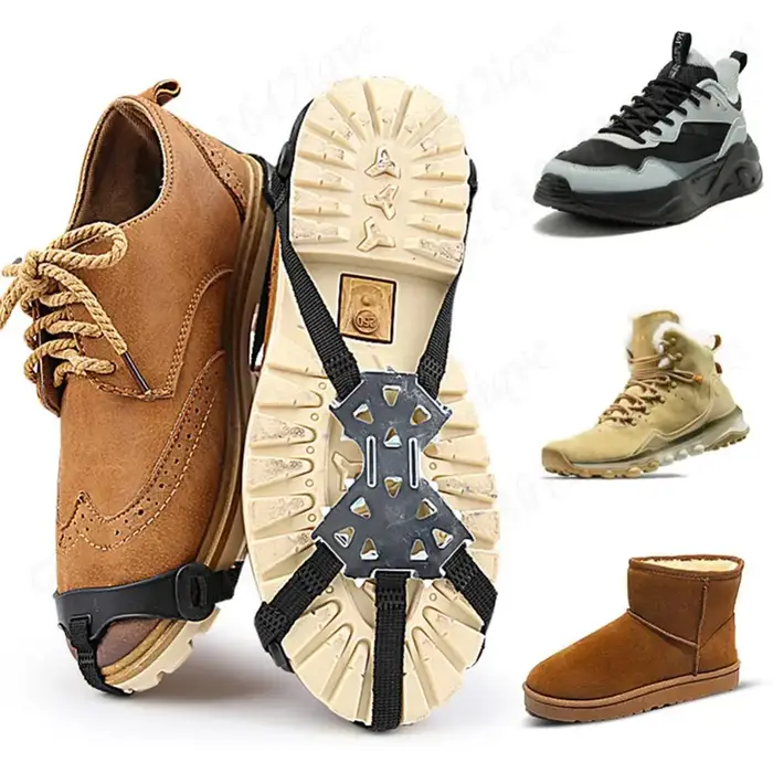 11 crampons à pointes pour bottes, chaussures de traction, pinces à glace, poignées à neige pour la neige, la randonnée, la pêche sur glace, l'alpinisme