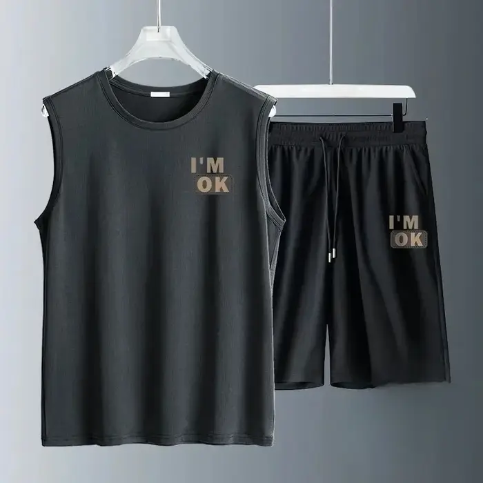 Vêtements pour hommes, mode, respirant, fitness, basketball, sport, séchage rapide, ensemble sans ma