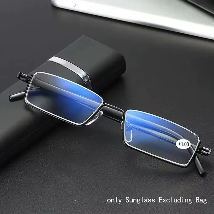 Lunettes de Lecture Anti-Lumière Bleue en Métal, Demi-Monture, pour Homme