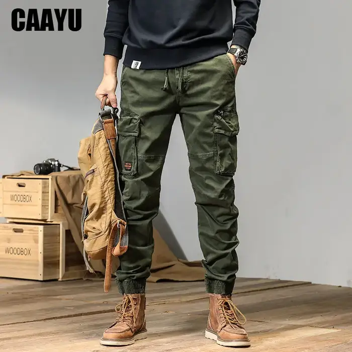 Jogger cargo militaire homme vert techwear - Pantalon de sport multi-poches style Y2K