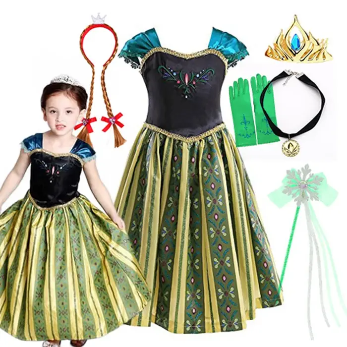 Robe de Couronnement Anna Exquise 2026 pour Tout-Petits, Robe de Princesse Reine des Neiges pour Hal
