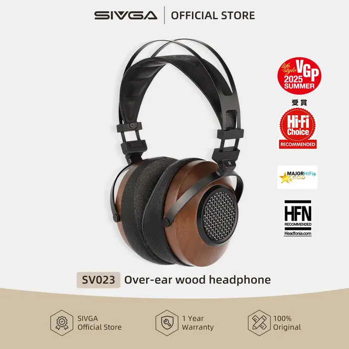 Casque audio SIVGA SV023 Hi-Fi circum-auriculaire ouvert en bois de noyer avec transducteur dynamiqu