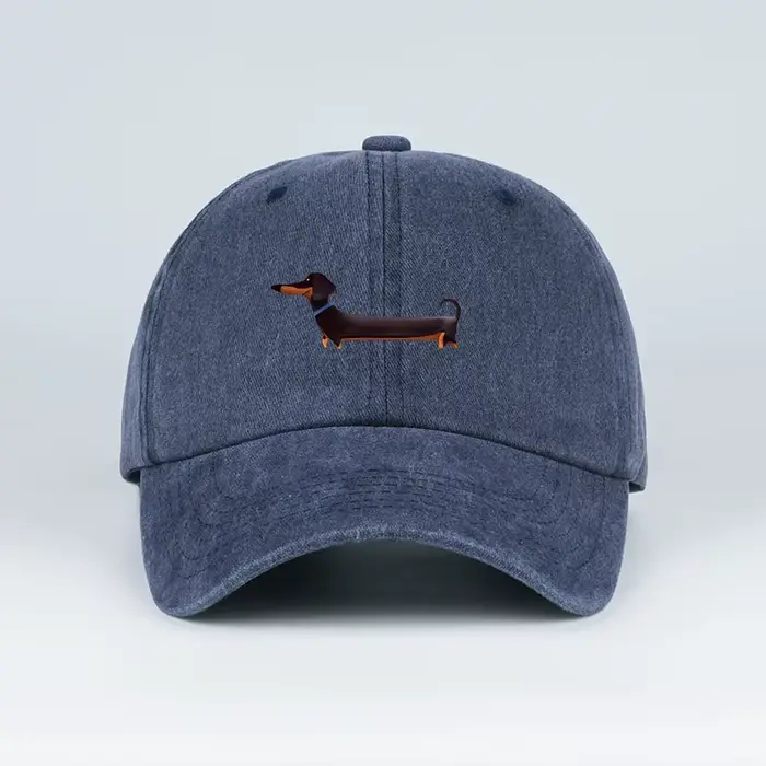 Casquette de baseball lavée à imprimé teckel, style rétro adorable sur le thème des chiens, idéale p