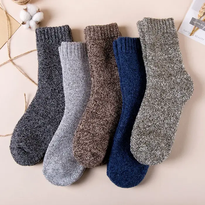 5 paires chaussettes hiver homme laine mérinos épaisse chaude qualité harajuku rétro neige