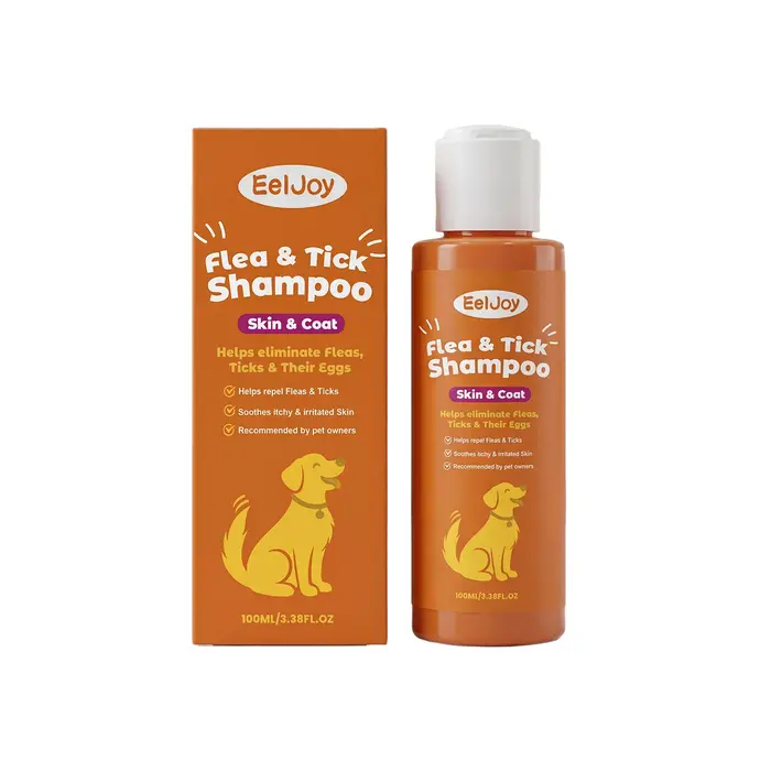 Shampoo anti-puces et anti-tiques pour animaux de compagnie, nettoie la fourrure, élimine les puces 