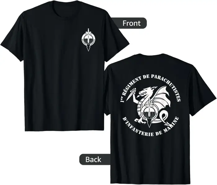 T-Shirt Manches Courtes 100% Coton, Décontracté, SAS 1st Mar betperform Para Regiment 1er R.P.I.Ma