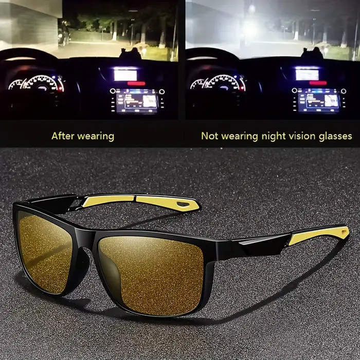 Lunettes Anti-éblouissement carrées jaunes pour Vision nocturne, pour hommes et femmes, pour la cond