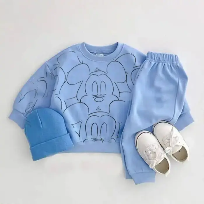 Survêtement de dessin animé pour bébé garçon et fille, ensemble t-shirt et objectifs College, décont