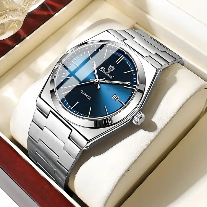 Montre automatique homme luxe bleue - Montre mécanique affaires casual - Cadeau homme élégant