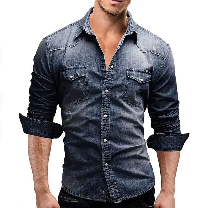 T-shirt en Denim à manches longues pour homme