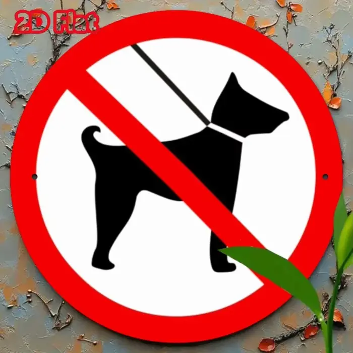 Panneau métallique plat 2D « Interdiction de promener les chiens », style signalisation routière rou