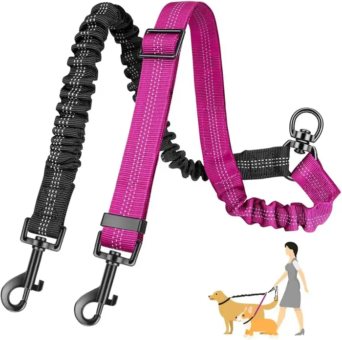 Fixation de laisse double pour chien de 1,6 pieds de long – Laisses doubles pour l'entraînement des 
