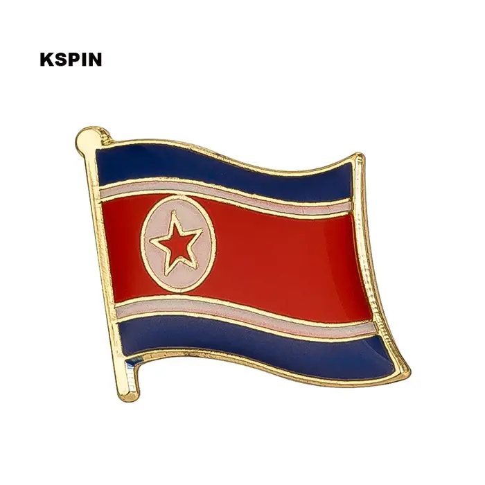 Badge de drapeau de la Corée du Nord épinglette pour sac à dos en métal or fer plaqué bronze pour hommes et femmes voyages et activités quotidiennes