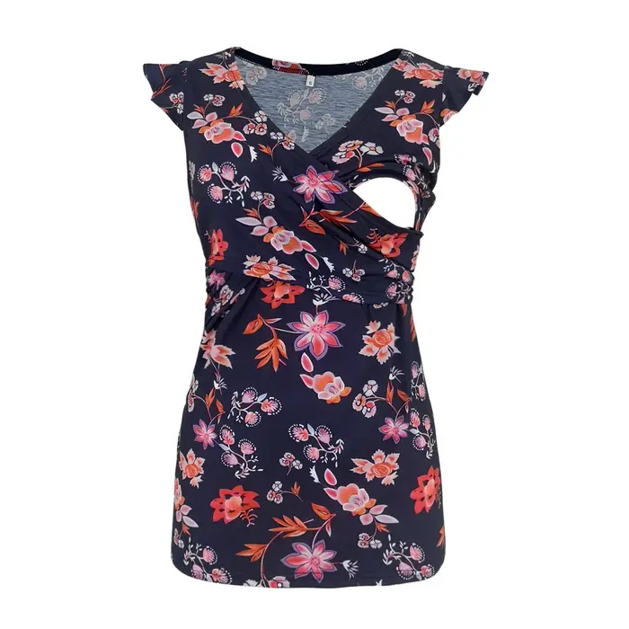 ALTERVêtements d'allaitement rayés pour femmes, T-shirt à manches courtes, col en V, vêtements d'all