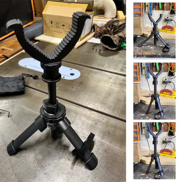 Trépied de tir portable réglable en hauteur avec rotation à 360 degrés et support en V pour la chasse et les activités de plein air