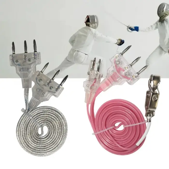 Cordon de clôture 1,8 m, fil en cuivre renforcé, revêtement PVC flexible, résistant aux bris, équipement d'entraînement et de compétition d'escrime