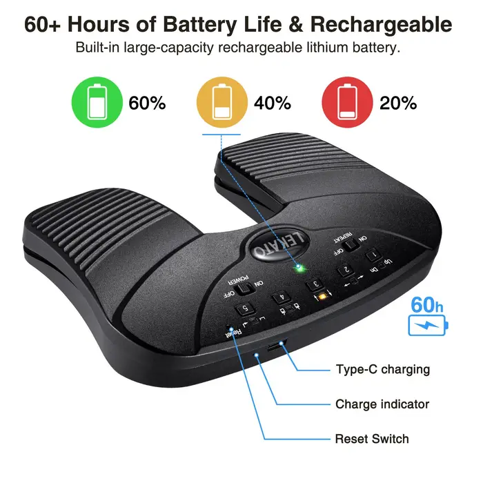 Pédale de Retournement de Page Bluetooth LEKATO pour Musiciens Professionnels et Amateurs Occasions Spéciales Lecteur de Partitions Gestion de Bibliothèque de Musique