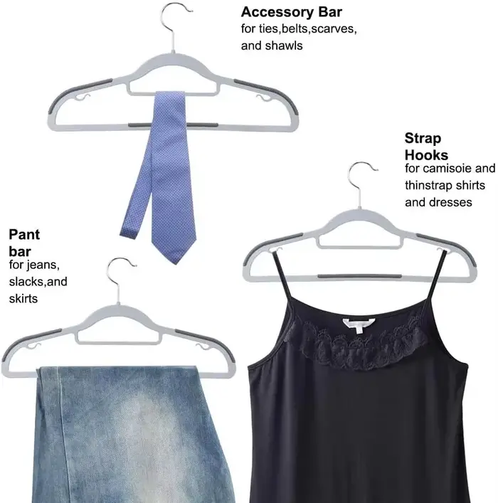 Cintres en plastique robustes antidérapants résistants aux rayures pour vestiaire élégant et organisation pratique pour maison et garde-robe