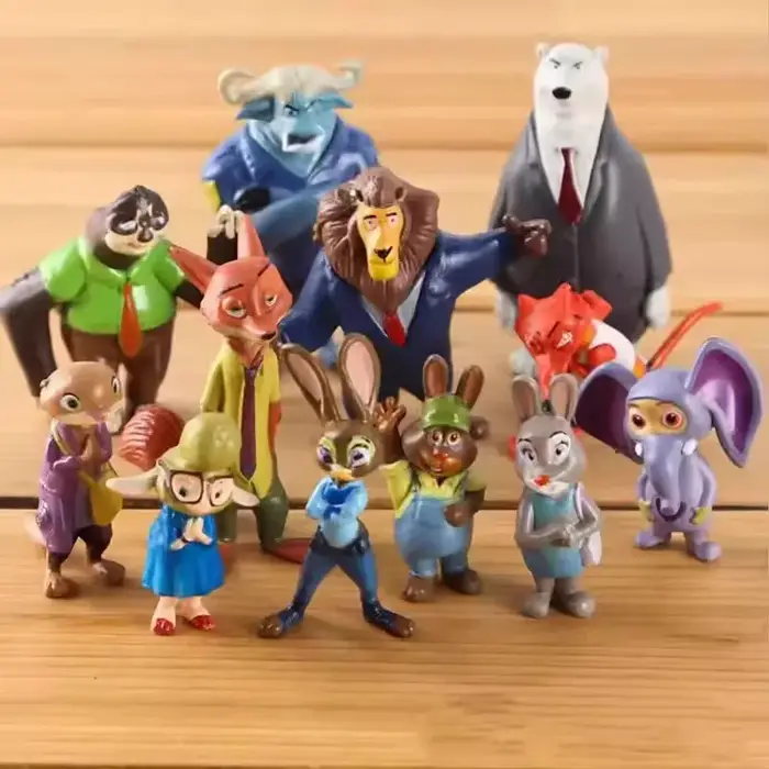 Nouvelles figurines d'action des animaux de Zootopia, 12 pièces/ensemble, lapin Judy Hopps, renard N