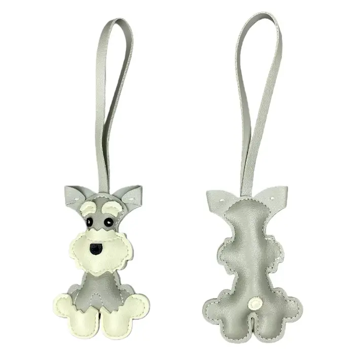 Breloque de sac en cuir PU pour chien Schnauzer, 6 couleurs disponibles, joli porte-clés et accessoi