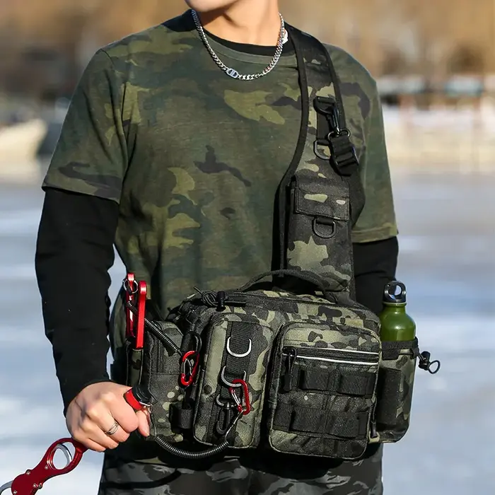 Sac de matériel de pêche pour hommes, sacs tactiques à bandoulière simple, sac de taille, leurres de