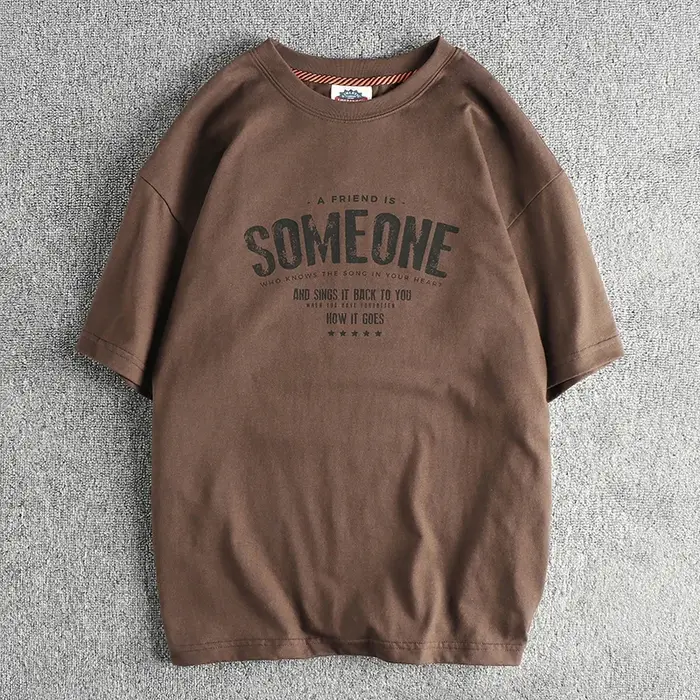 T-shirt à Manches Courtes et Col Rond pour Homme, Style Rétro Américain, Lettres Imprimées, Simple, 
