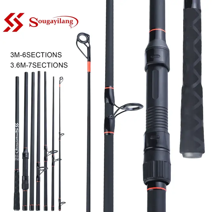 Canne à pêche carbone 3.0m 3.6m 6/7 sections portable voyage carpe feeder