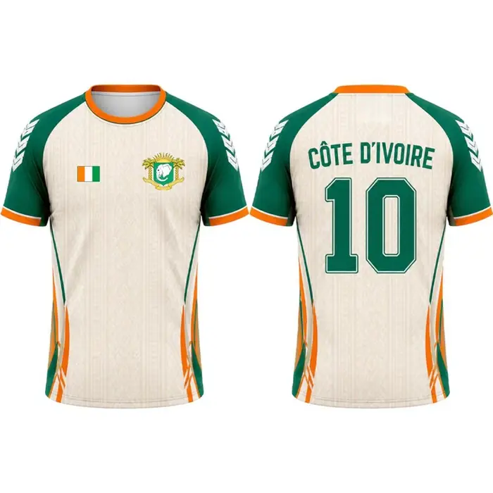 T-shirt de sport décontracté à séchage rapide, imprimé drapeau Côte d'Ivoire, respirant, pour activi