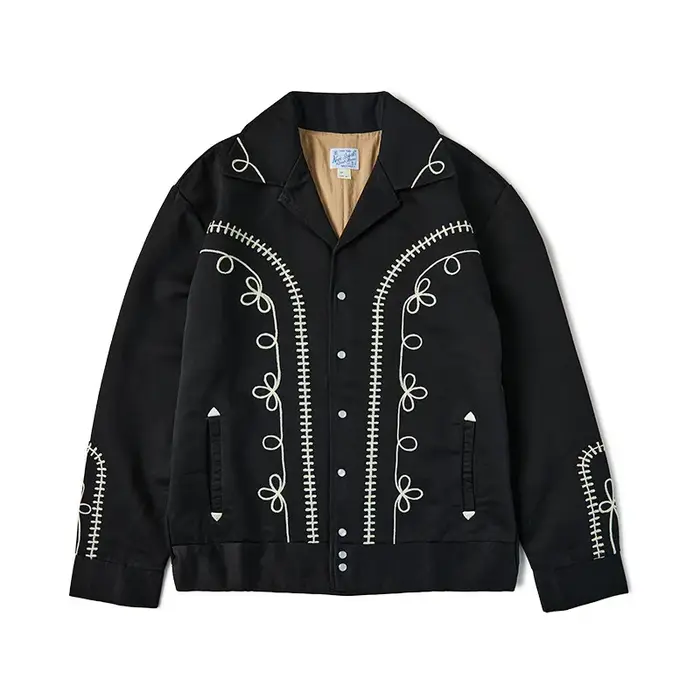 Veste Rockabilly Bolero pour hommes Non Stock en noir, vêtements d'extérieur brodés occidentaux d'in