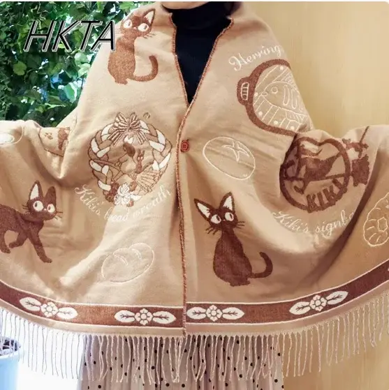 Niche écharpe Design mignon dessin animé écharpe châle femmes polyvalent épaissi chaud Double face h