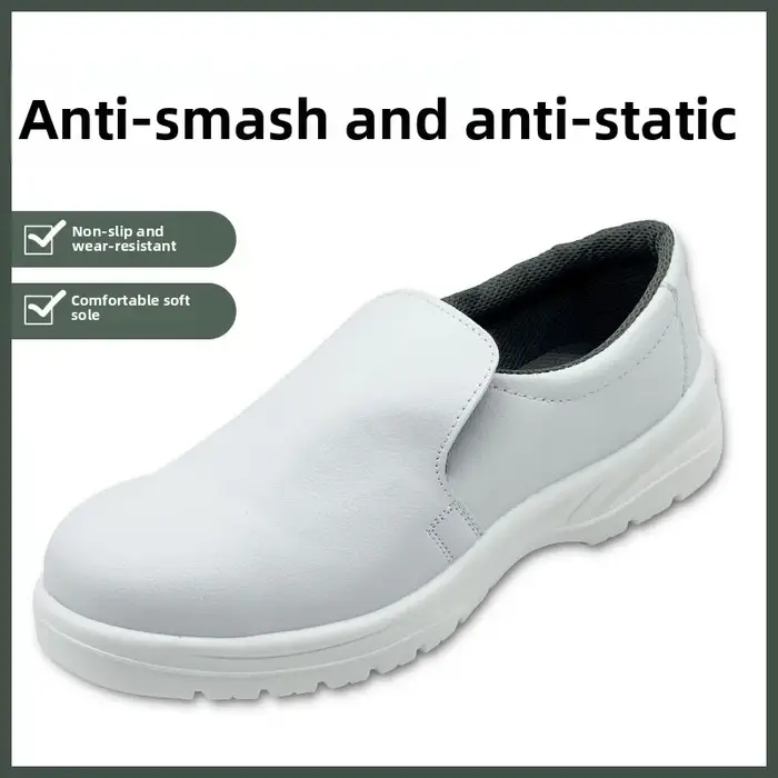 Chaussures de sécurité blanches à embout d'acier, anti-poussière, antistatiques, pour hommes et femm