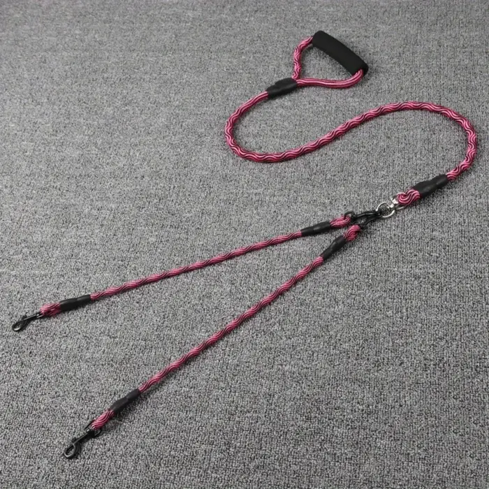 Laisse de traction pour animaux de compagnie à double tête avec motif ondulé, double laisse pour chi