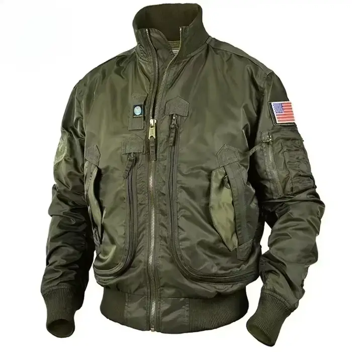 Veste d'automne pour hommes, nouvelle couleur unie, multi-poches, mode, ample, aventure en plein air