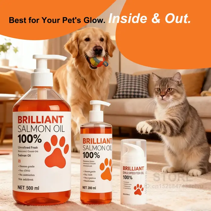 Crème Superfood Omega-3 – 500 ml 200 ml 50 ml d'huile de saumon pour animaux de compagnie pour le soin de la peau et du