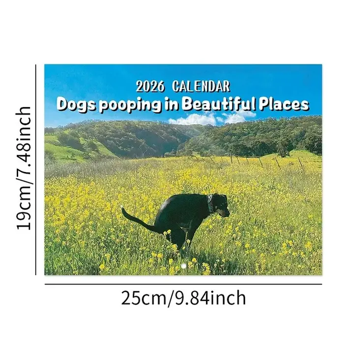 Calendrier pour chien qui fait caca 2026 - janvier à décembre Grande idée cadeau de planification de