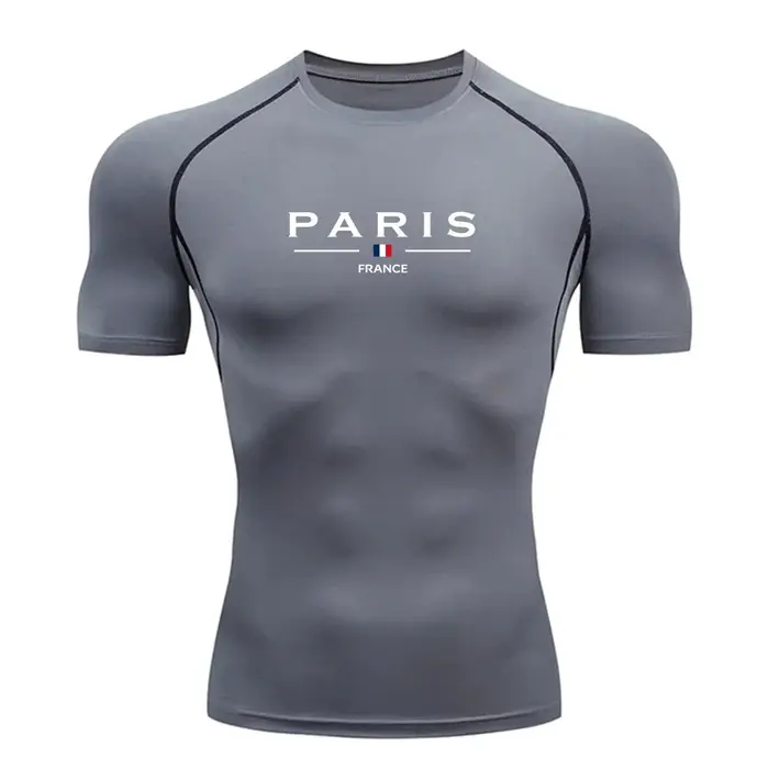 Vêtements de sport pour hommes, t-shirt de sport à manches courtes respirant et hautement élastique 
