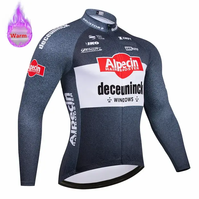 Alpecin Pro Team-ensemble de vêtements de cyclisme en polaire thermique pour hommes, route, VTT, vêt
